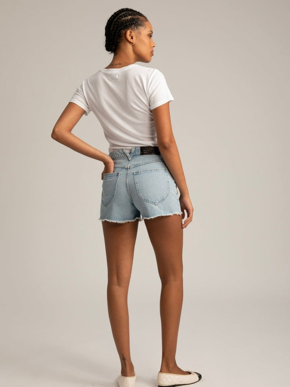 SPRWMN Light Blue High-Waist Denim Shorts